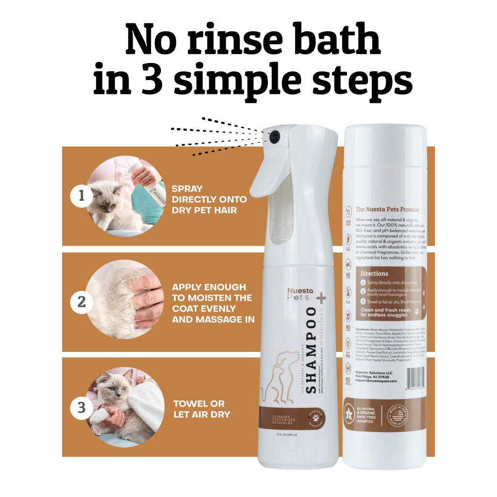 Hypoallergenic Waterless Spray Shampoo for Dogs & Cats